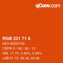 Color code: RGB 221 71 8 | qconv.com