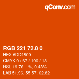 Color code: RGB 221 72.8 0 | qconv.com