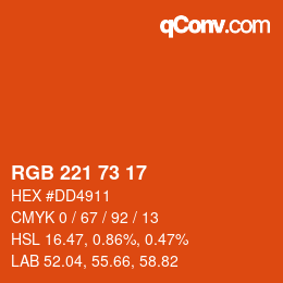 Color code: RGB 221 73 17 | qconv.com