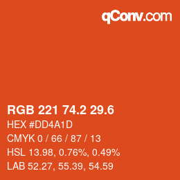 カラーコード: RGB 221 74.2 29.6 | qconv.com