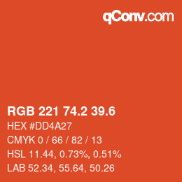 カラーコード: RGB 221 74.2 39.6 | qconv.com