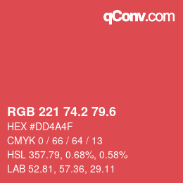 カラーコード: RGB 221 74.2 79.6 | qconv.com