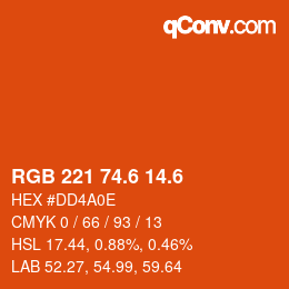 カラーコード: RGB 221 74.6 14.6 | qconv.com