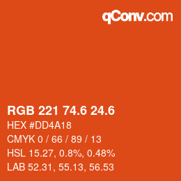 カラーコード: RGB 221 74.6 24.6 | qconv.com