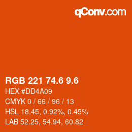 カラーコード: RGB 221 74.6 9.6 | qconv.com