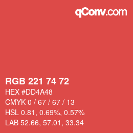 Color code: RGB 221 74 72 | qconv.com