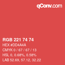 Color code: RGB 221 74 74 | qconv.com