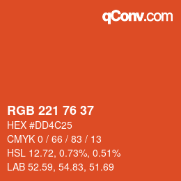 カラーコード: RGB 221 76 37 | qconv.com