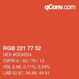 カラーコード: RGB 221 77 52 | qconv.com