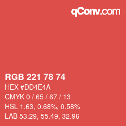 Color code: RGB 221 78 74 | qconv.com