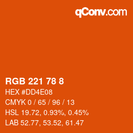 Color code: RGB 221 78 8 | qconv.com