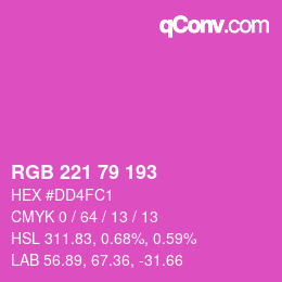 カラーコード: RGB 221 79 193 | qconv.com