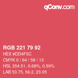 Color code: RGB 221 79 92 | qconv.com