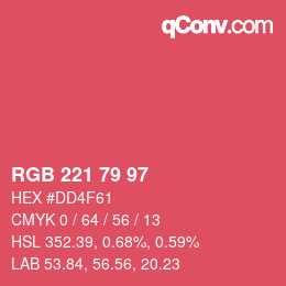Color code: RGB 221 79 97 | qconv.com