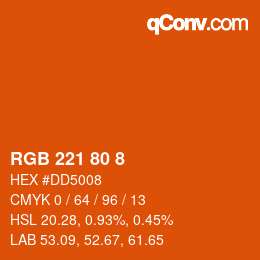Color code: RGB 221 80 8 | qconv.com