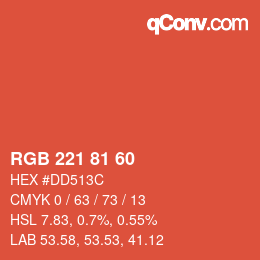 Código de color: RGB 221 81 60 | qconv.com
