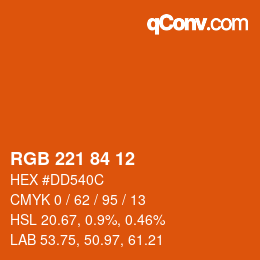 Color code: RGB 221 84 12 | qconv.com