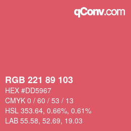 Color code: RGB 221 89 103 | qconv.com