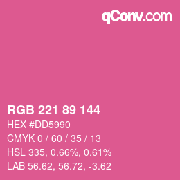 Color code: RGB 221 89 144 | qconv.com