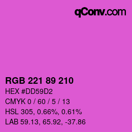 Color code: RGB 221 89 210 | qconv.com