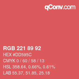 Color code: RGB 221 89 92 | qconv.com
