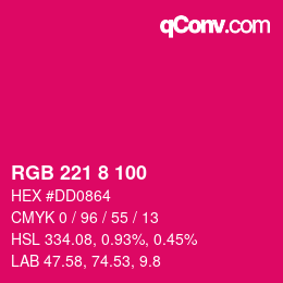 カラーコード: RGB 221 8 100 | qconv.com