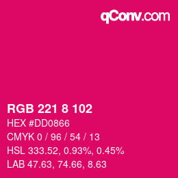Color code: RGB 221 8 102 | qconv.com