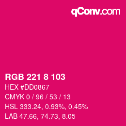 Color code: RGB 221 8 103 | qconv.com