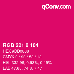 カラーコード: RGB 221 8 104 | qconv.com