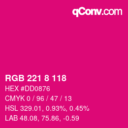 カラーコード: RGB 221 8 118 | qconv.com