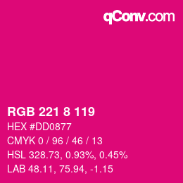 Color code: RGB 221 8 119 | qconv.com