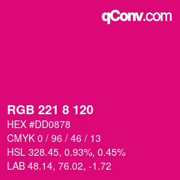 Color code: RGB 221 8 120 | qconv.com