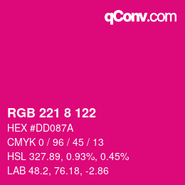Color code: RGB 221 8 122 | qconv.com
