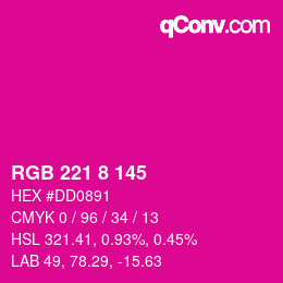 カラーコード: RGB 221 8 145 | qconv.com