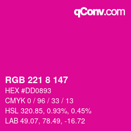 Color code: RGB 221 8 147 | qconv.com