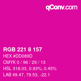 Color code: RGB 221 8 157 | qconv.com