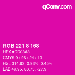 Código de color: RGB 221 8 168 | qconv.com