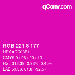 Color code: RGB 221 8 177 | qconv.com