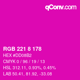 Color code: RGB 221 8 178 | qconv.com