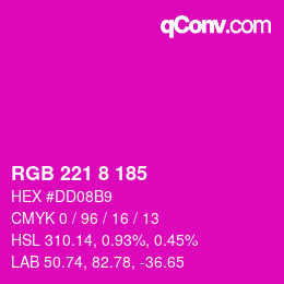 Color code: RGB 221 8 185 | qconv.com