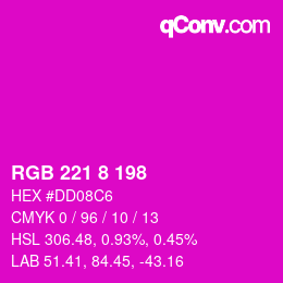 カラーコード: RGB 221 8 198 | qconv.com