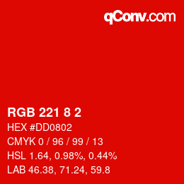 Color code: RGB 221 8 2 | qconv.com