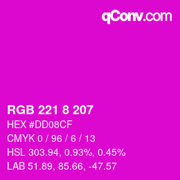 Color code: RGB 221 8 207 | qconv.com