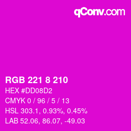 カラーコード: RGB 221 8 210 | qconv.com