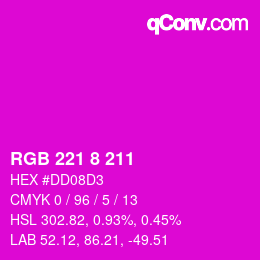 Color code: RGB 221 8 211 | qconv.com