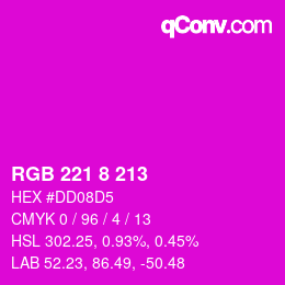 カラーコード: RGB 221 8 213 | qconv.com