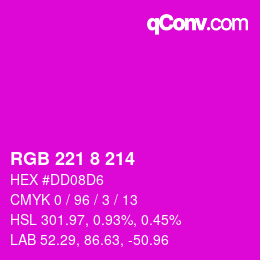カラーコード: RGB 221 8 214 | qconv.com