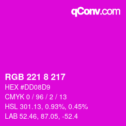 Color code: RGB 221 8 217 | qconv.com