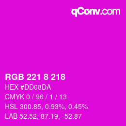 Color code: RGB 221 8 218 | qconv.com