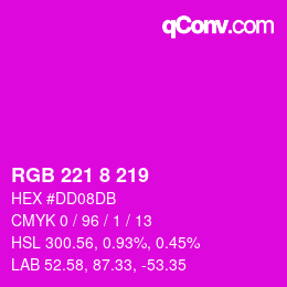 Color code: RGB 221 8 219 | qconv.com
